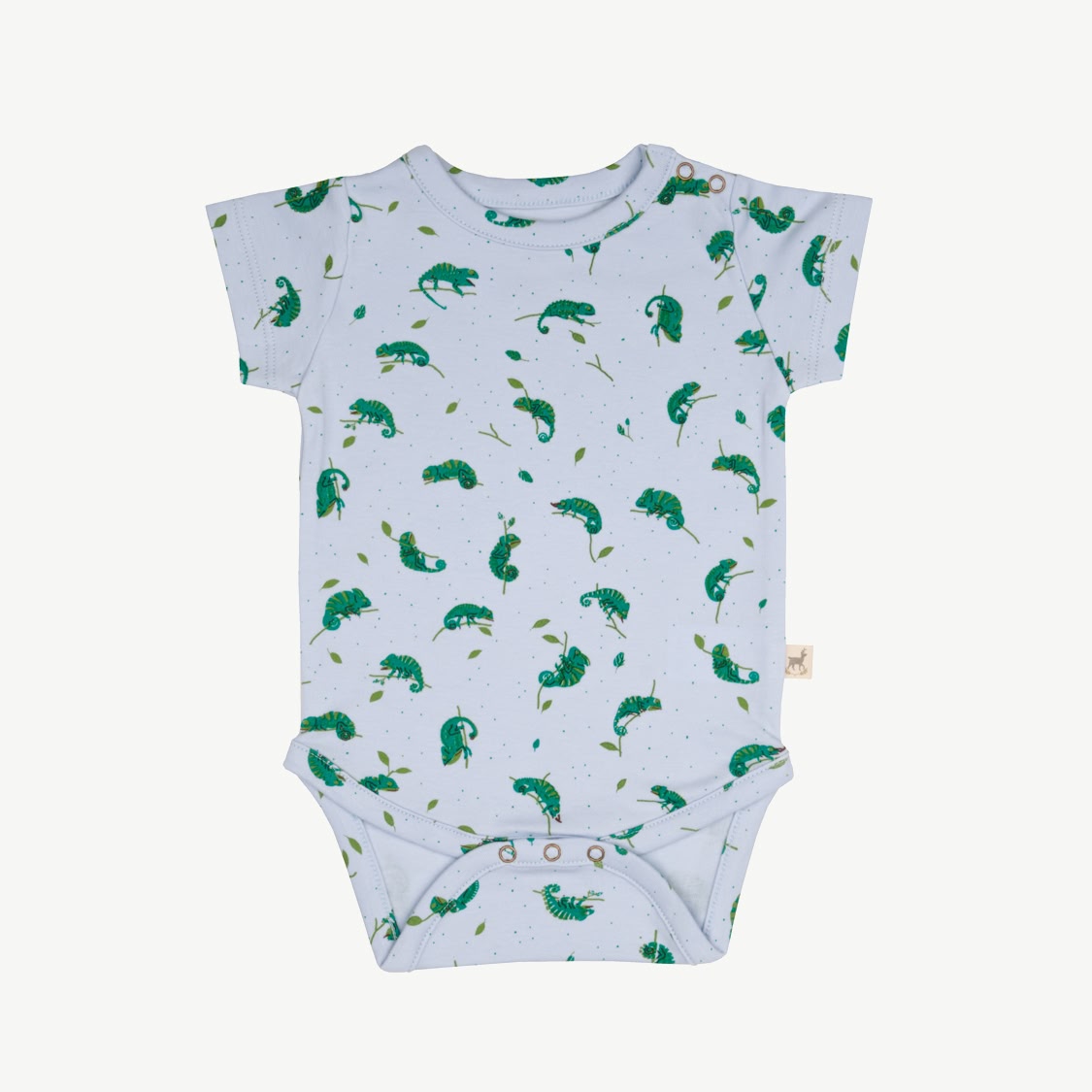 Short Sleeve Onesie - Charming Chameleons - Light Blue