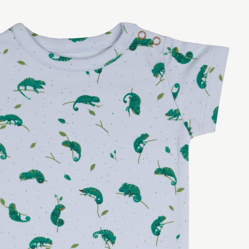 Short Sleeve Onesie - Charming Chameleons - Light Blue