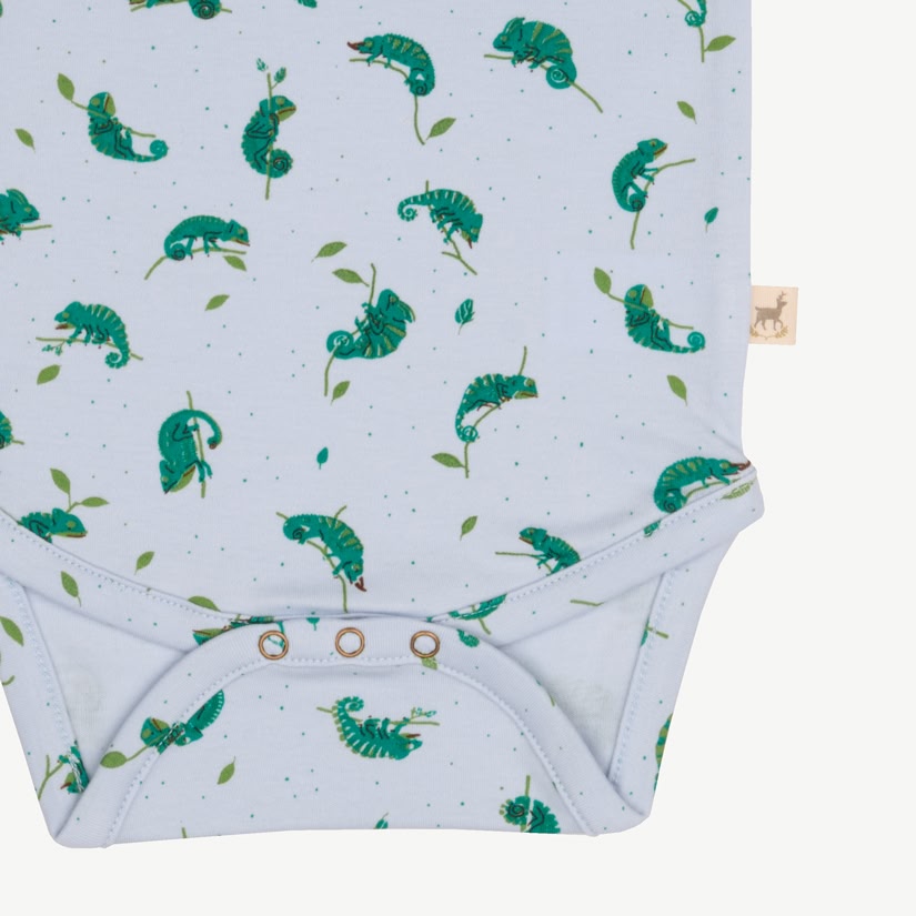 Short Sleeve Onesie - Charming Chameleons - Light Blue