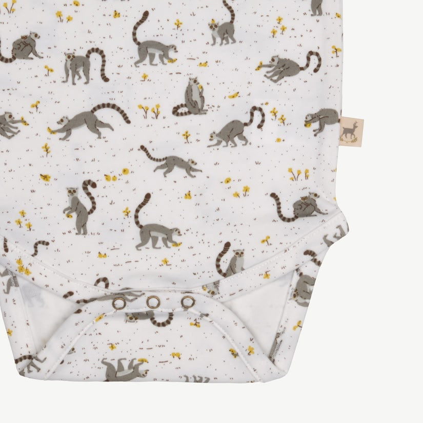 Short Sleeve Onesie - L'amour Lemur - Ivory