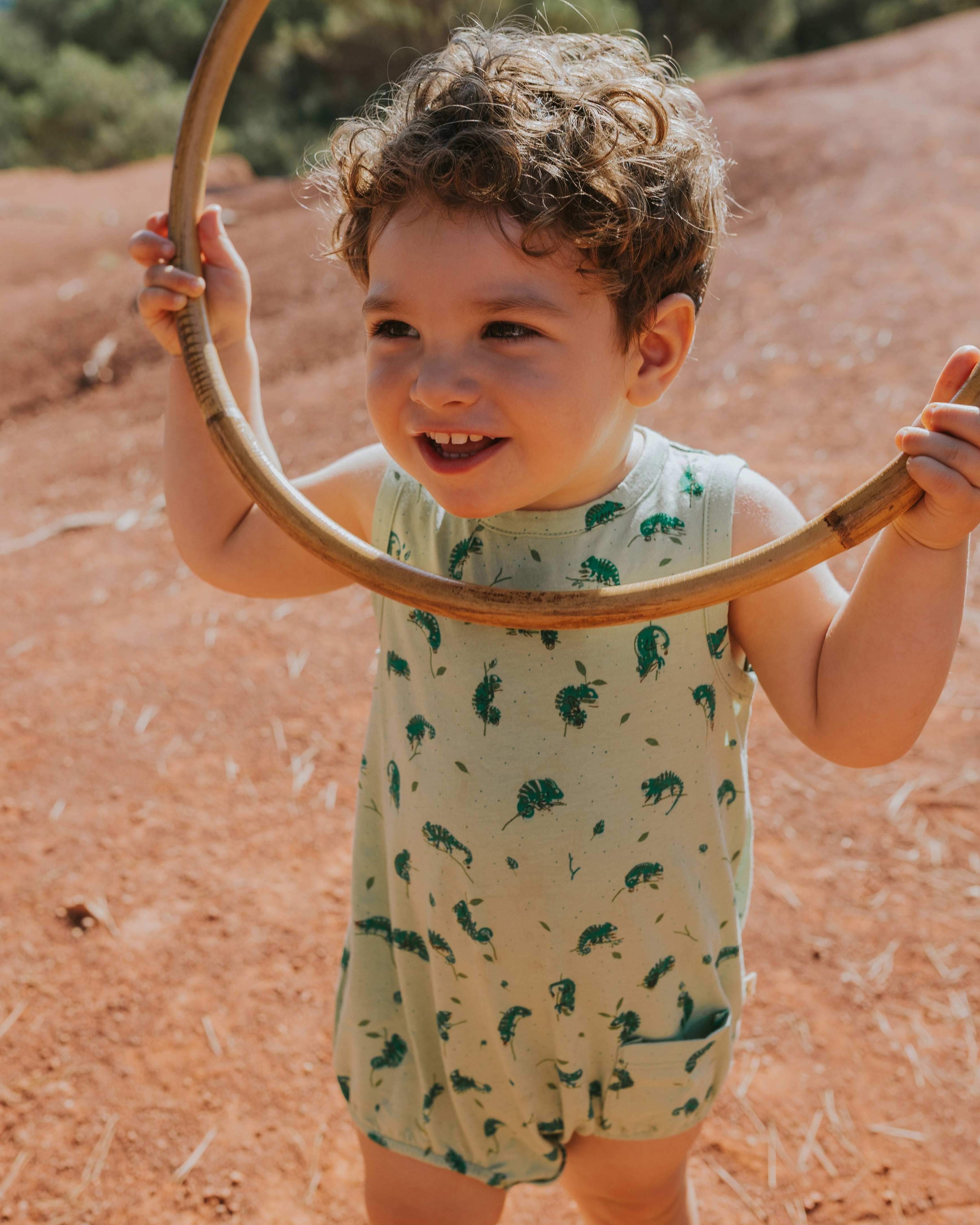 Baggy Onesie - Charming Chameleons - Soft Green