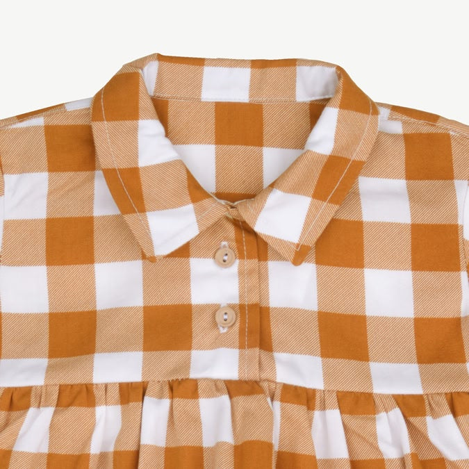Aloha Onesie Dress - Gingham Gem - Mustard