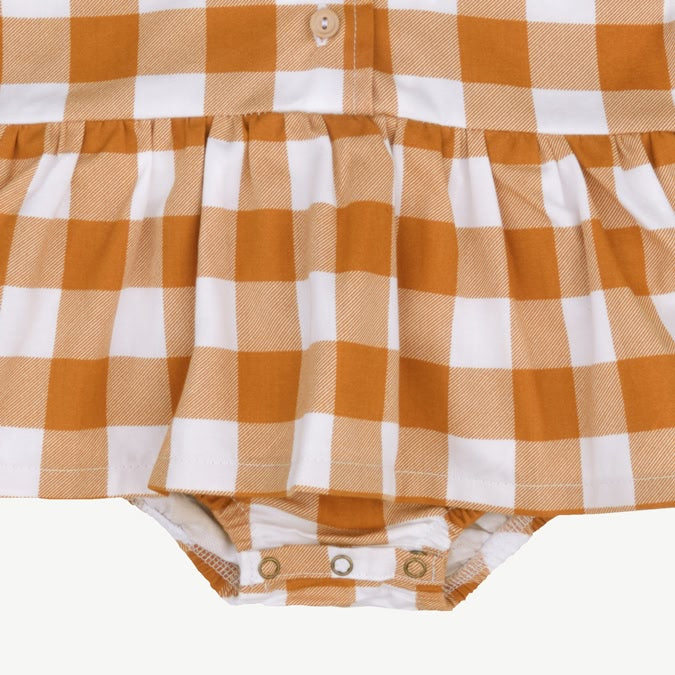 Aloha Onesie Dress - Gingham Gem - Mustard