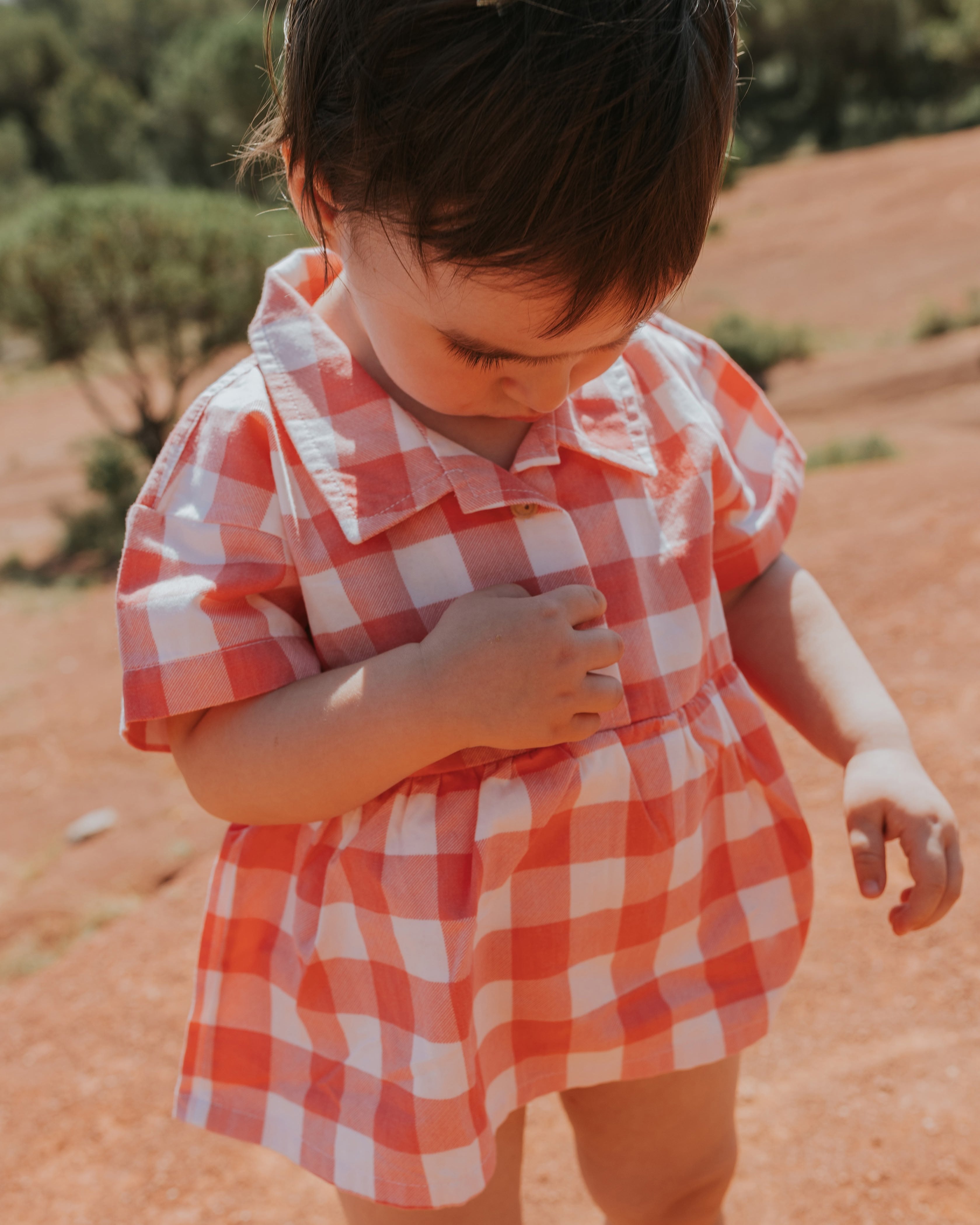 Aloha Onesie Dress - Gingham Gem - Rose