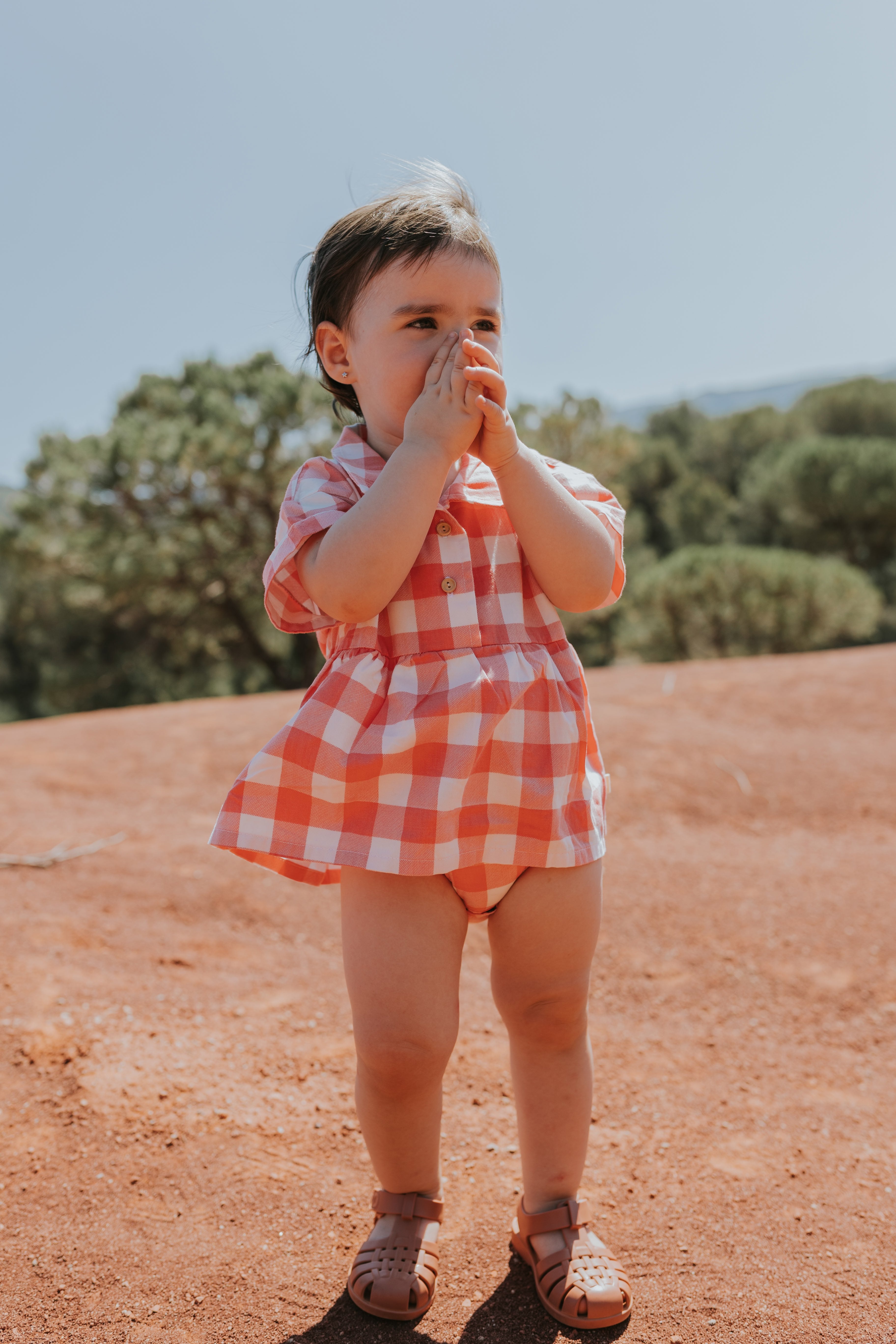 Aloha Onesie Dress - Gingham Gem - Rose