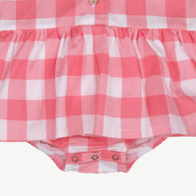 Aloha Onesie Dress - Gingham Gem - Rose