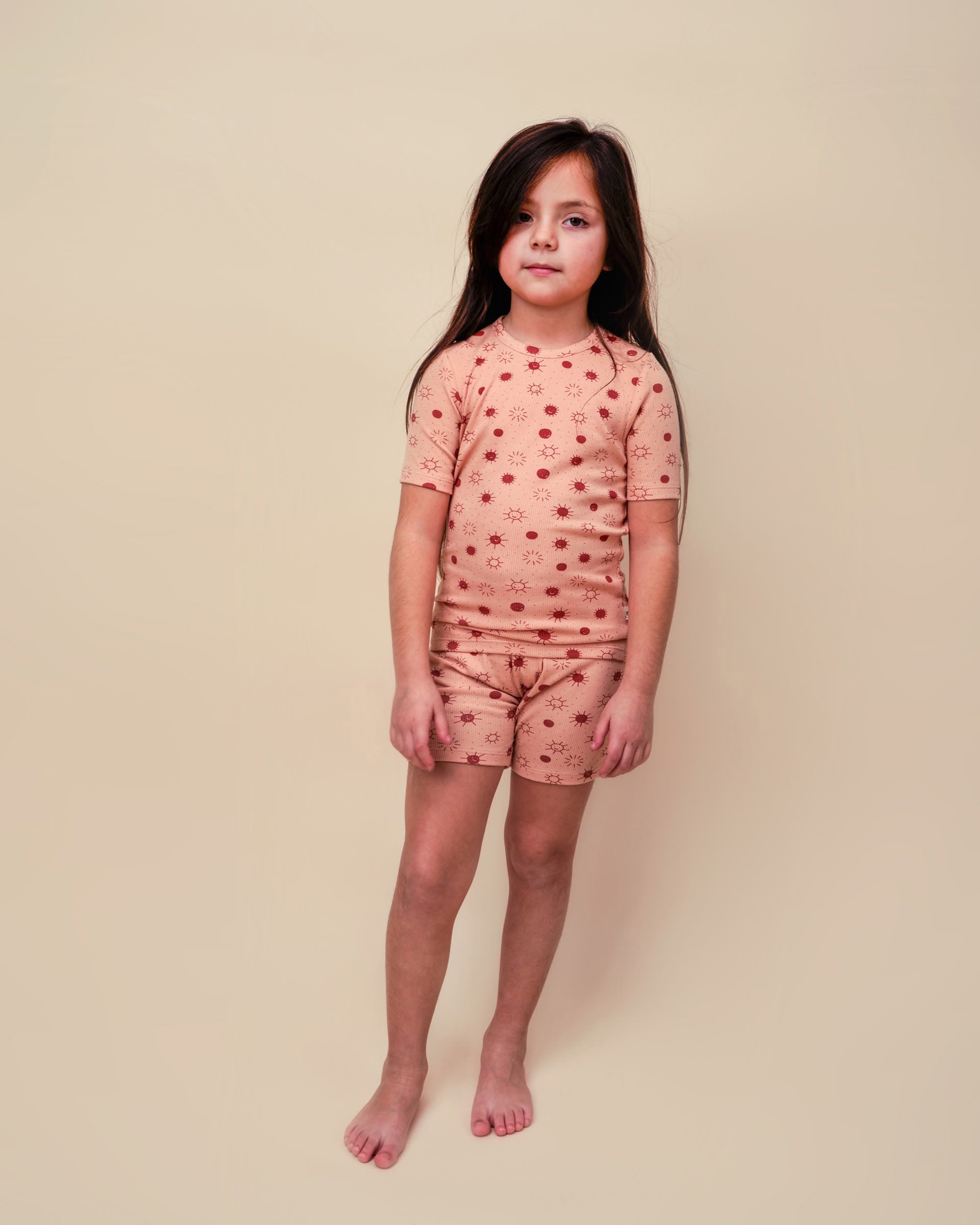 Short Sleeve Pajama - Sunny Smiles - Coral Pink