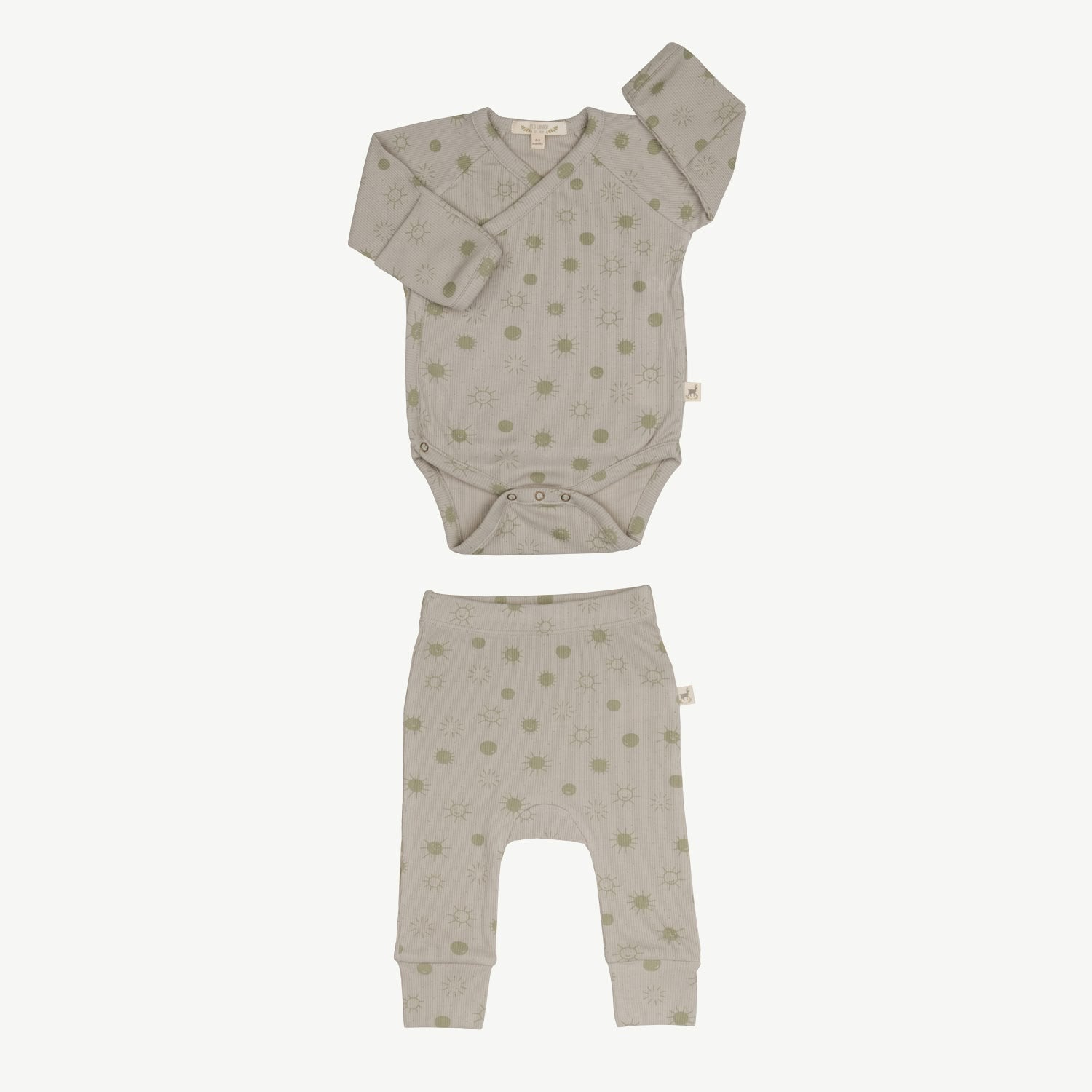 Kimono Onesie + Leggings Set - Sunny Smiles - Gray