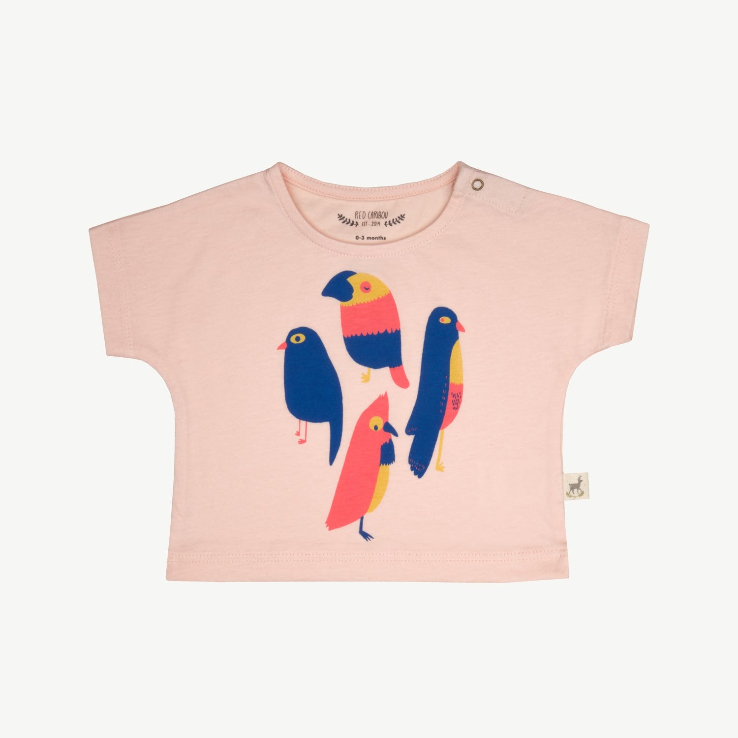 Short Sleeve T-Shirt - Bouncy Birds - Soft Peach