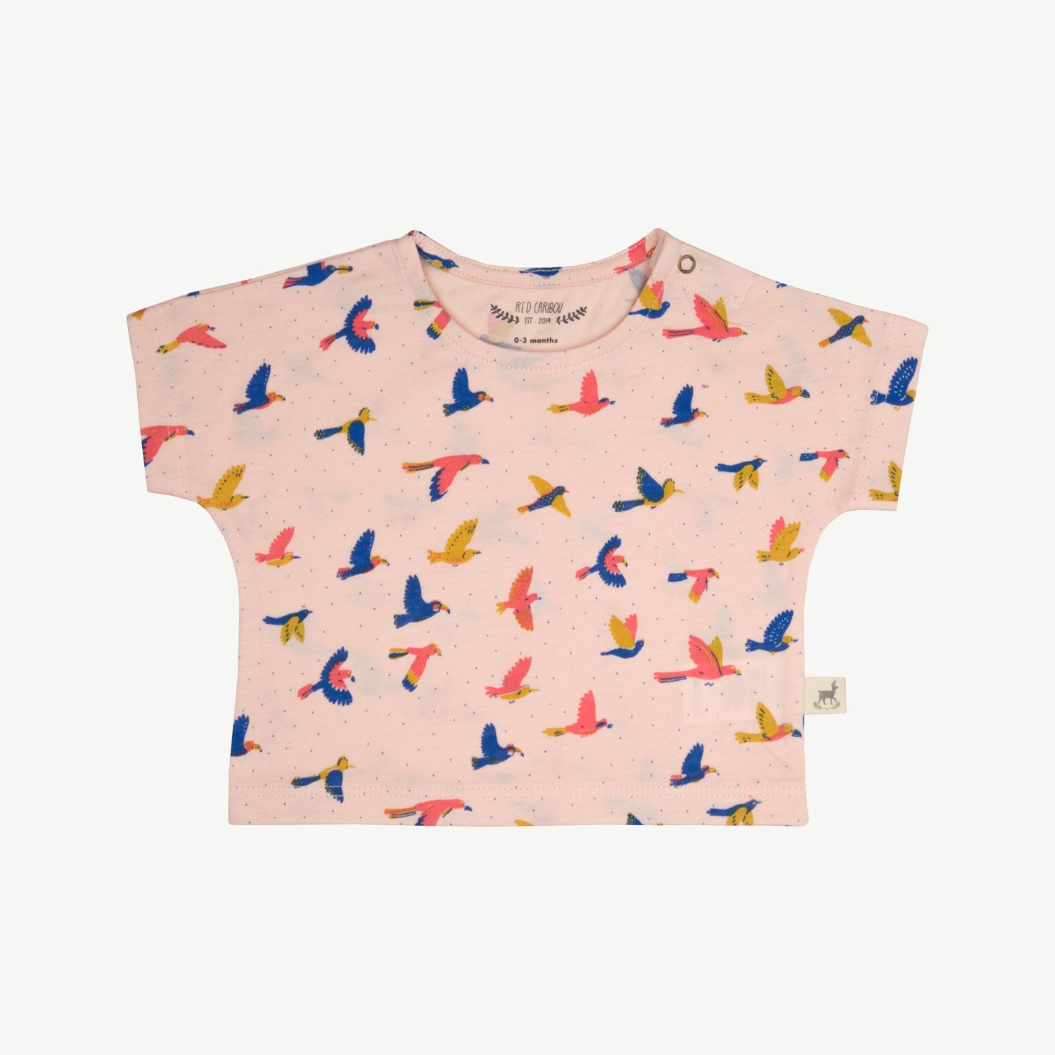 Short Sleeve T-Shirt - Boundless Birds - Soft Peach