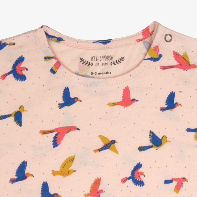 Short Sleeve T-Shirt - Boundless Birds - Soft Peach