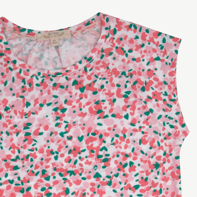 Girl Sleeveless Tshirt - Blooming Beauty - Ivory