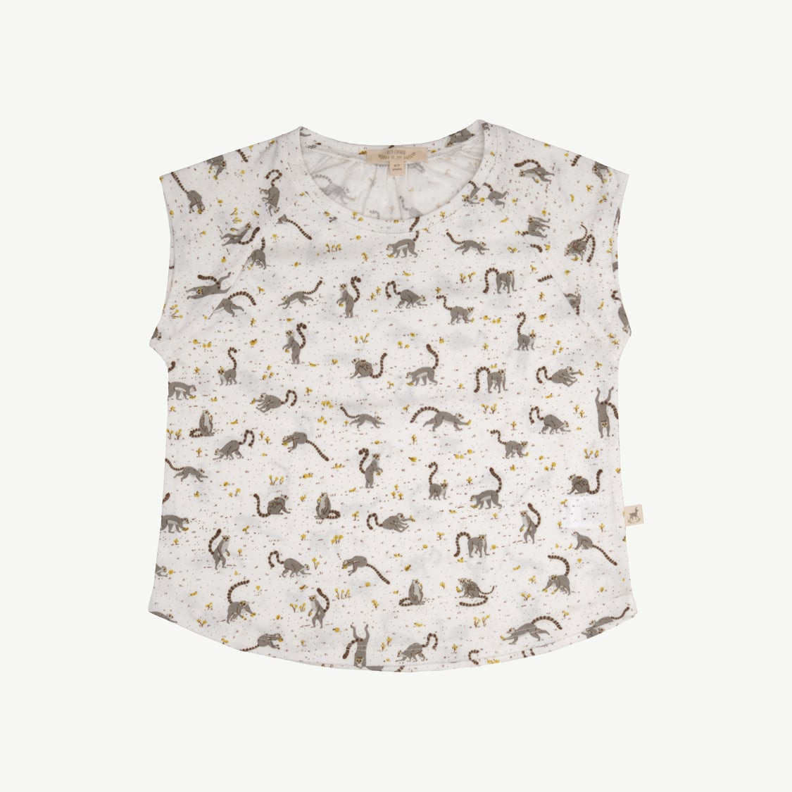 Girl Sleeveless Tshirt - L'amour Lemur - Ivory