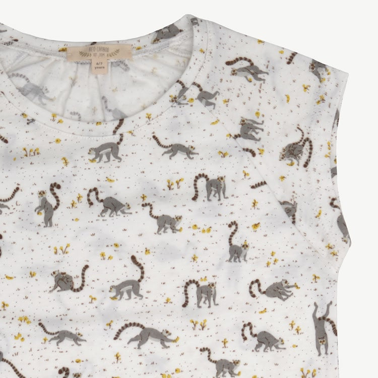 Girl Sleeveless Tshirt - L'amour Lemur - Ivory