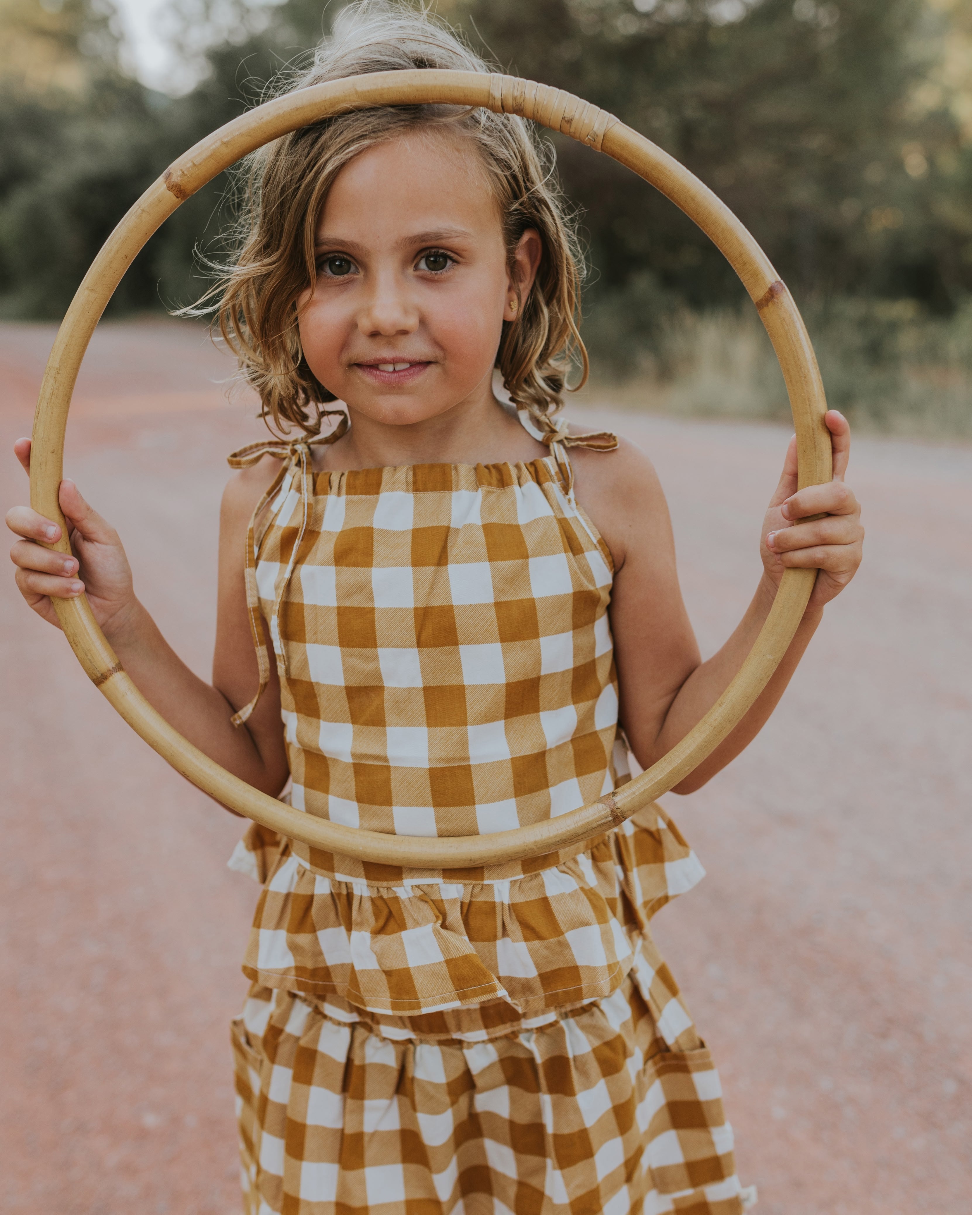 Strap Blouse - Gingham Gem - Mustard
