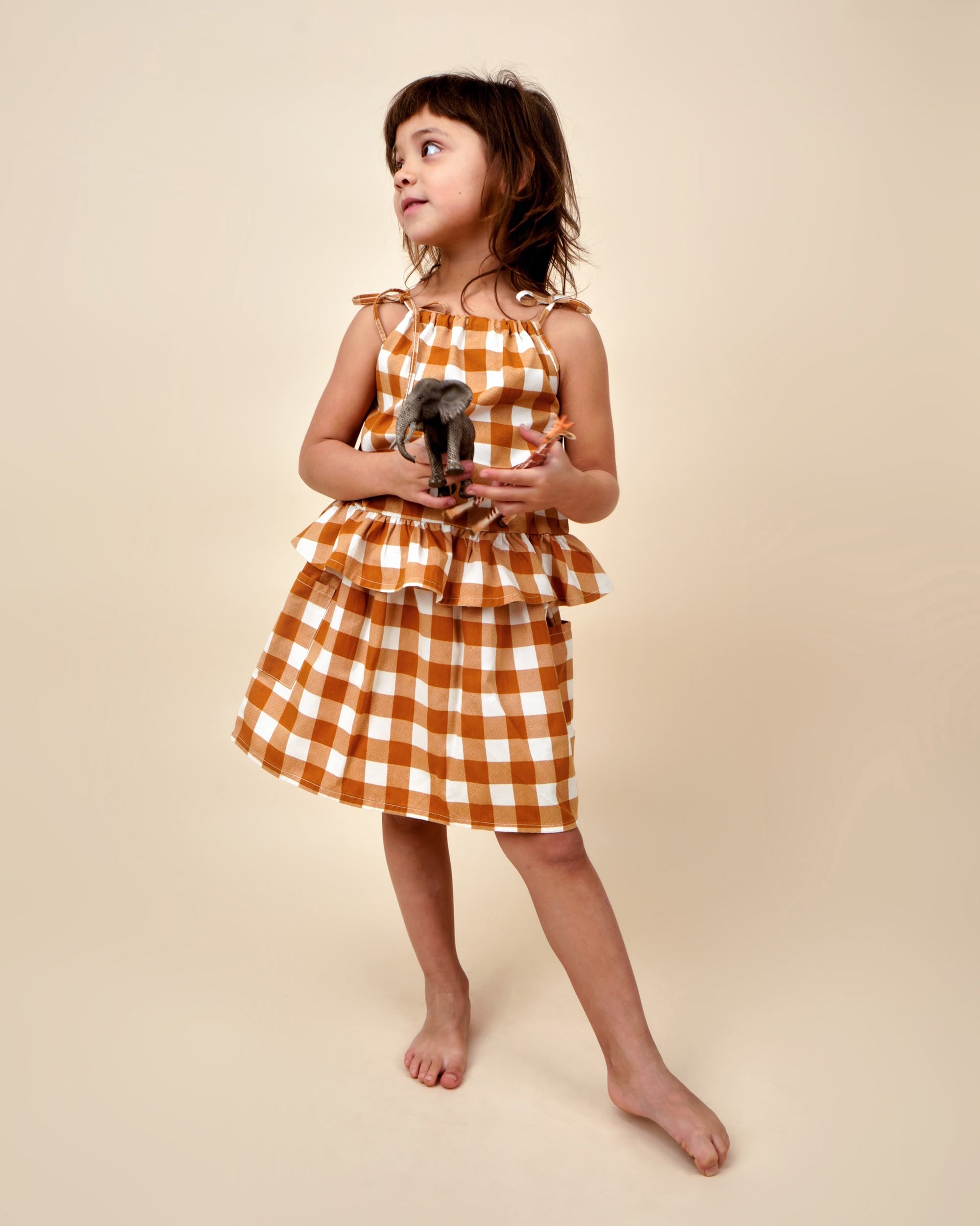 Strap Blouse - Gingham Gem - Mustard