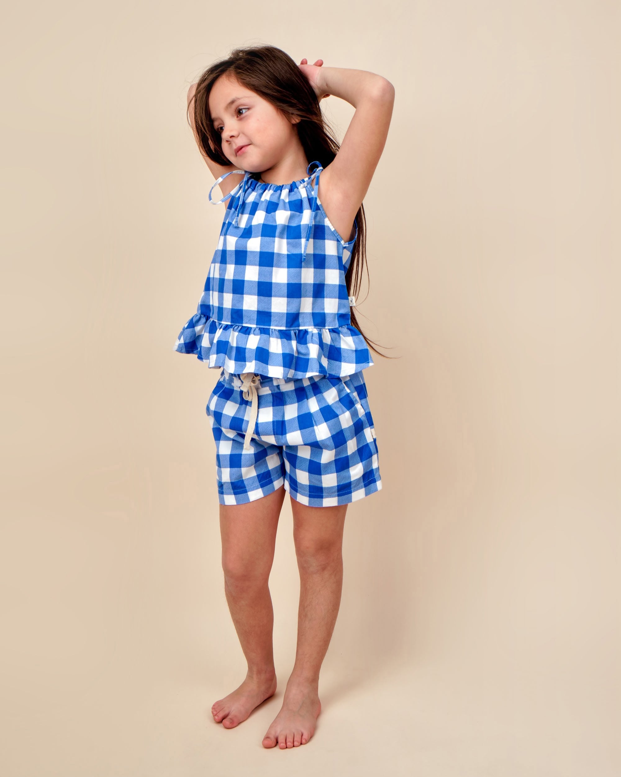 Strap Blouse - Gingham Gem - Nautical Blue