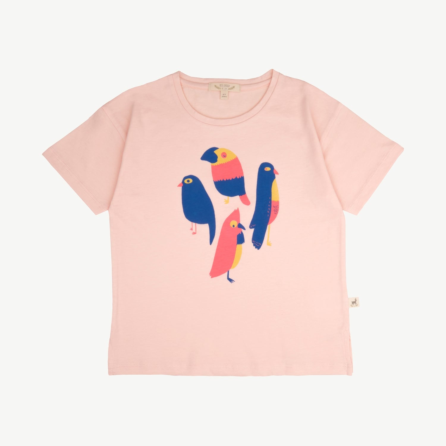 Short Sleeve T-Shirt - Bouncy Birds - Soft Peach
