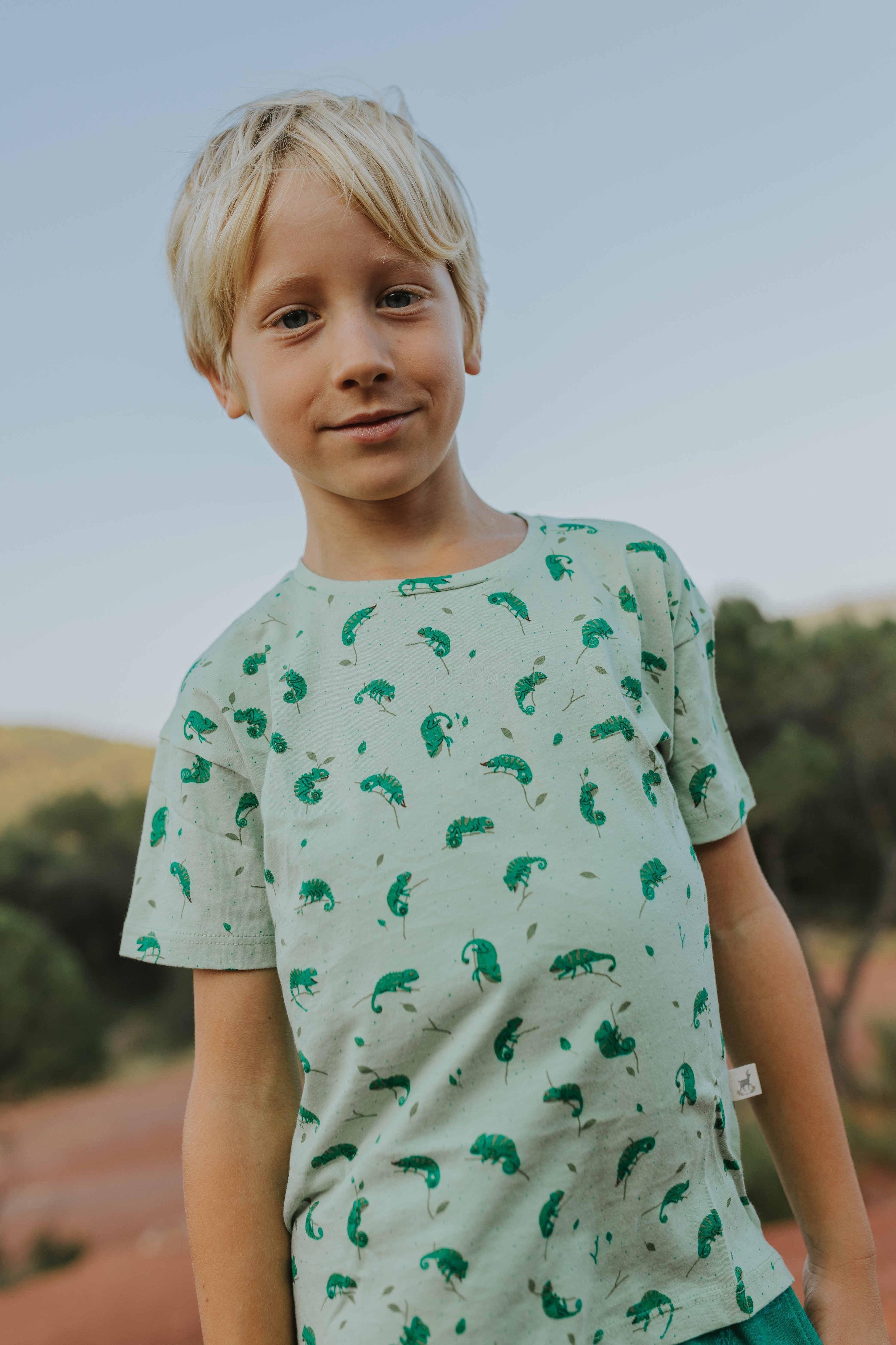 Short Sleeve T-Shirt - Charming Chameleons - Soft Green