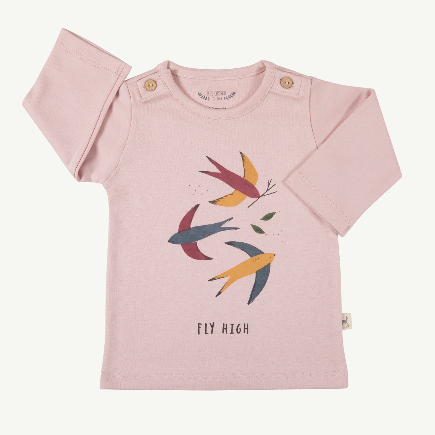 'fly high' pale mauve buttons t-shirt