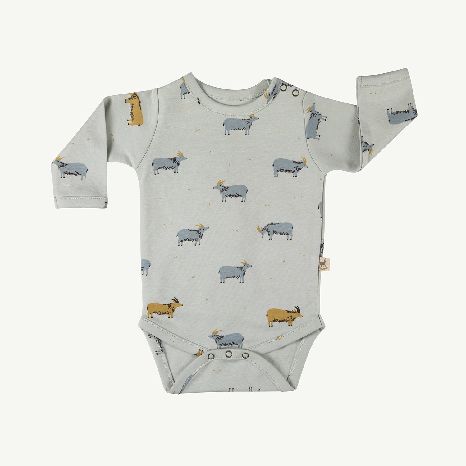 'golden blue goat' sky gray onesie