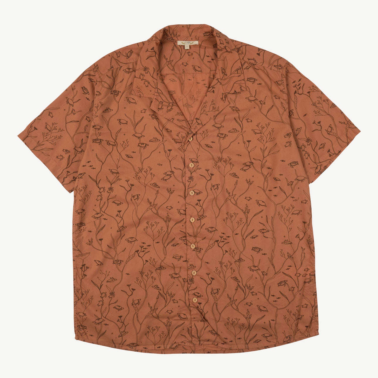 'sea turtles' mocha mousse woven shirt