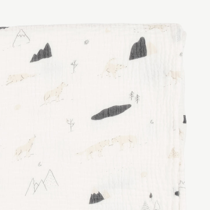 'guardian wolves' ivory swaddle