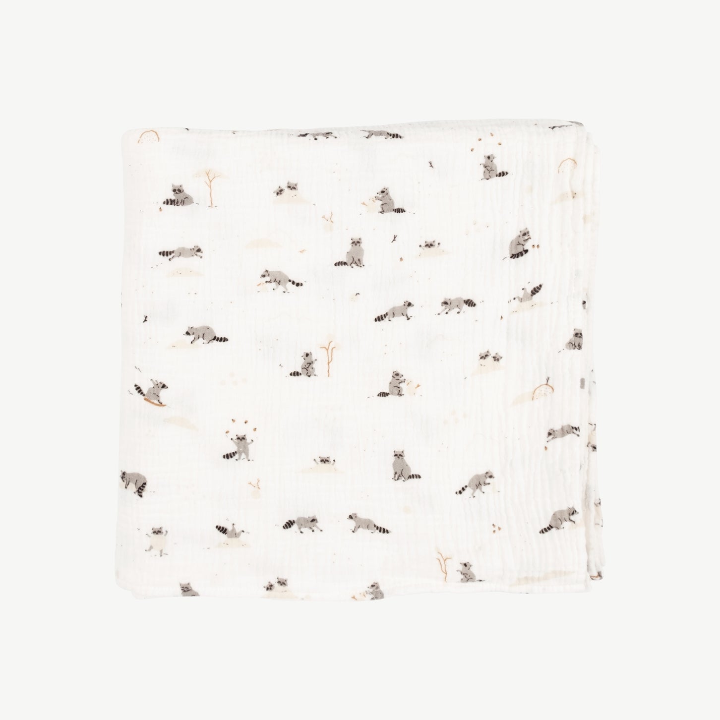 'frolicsome raccoons' ivory swaddle