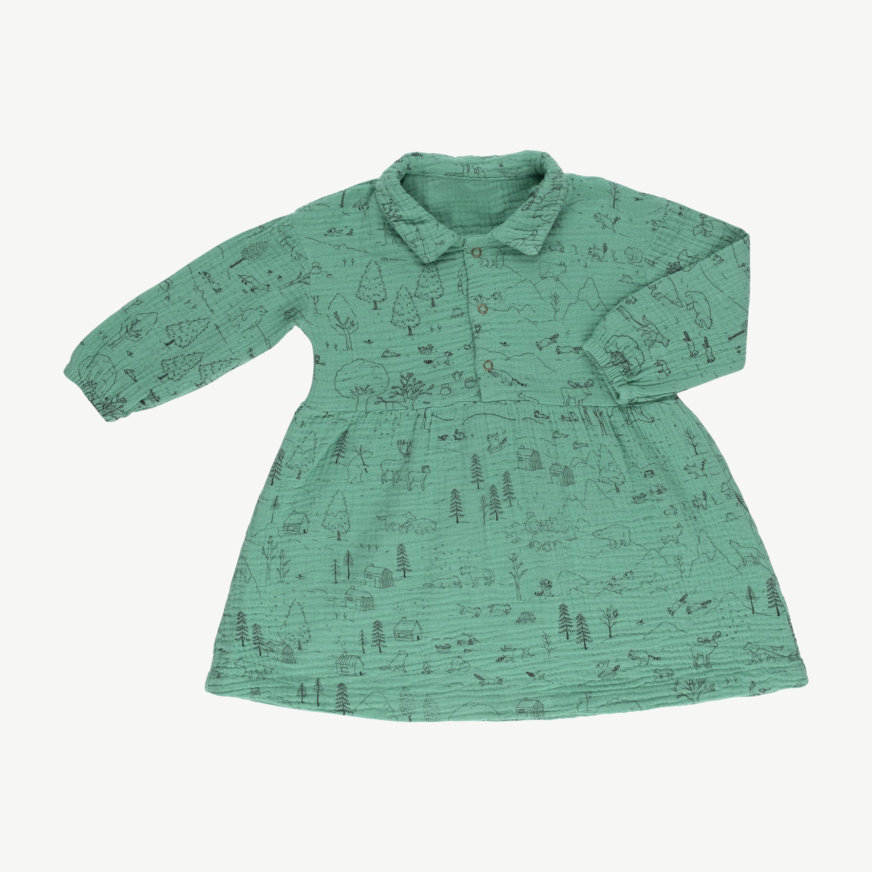 'the story' malachite green muslin dress