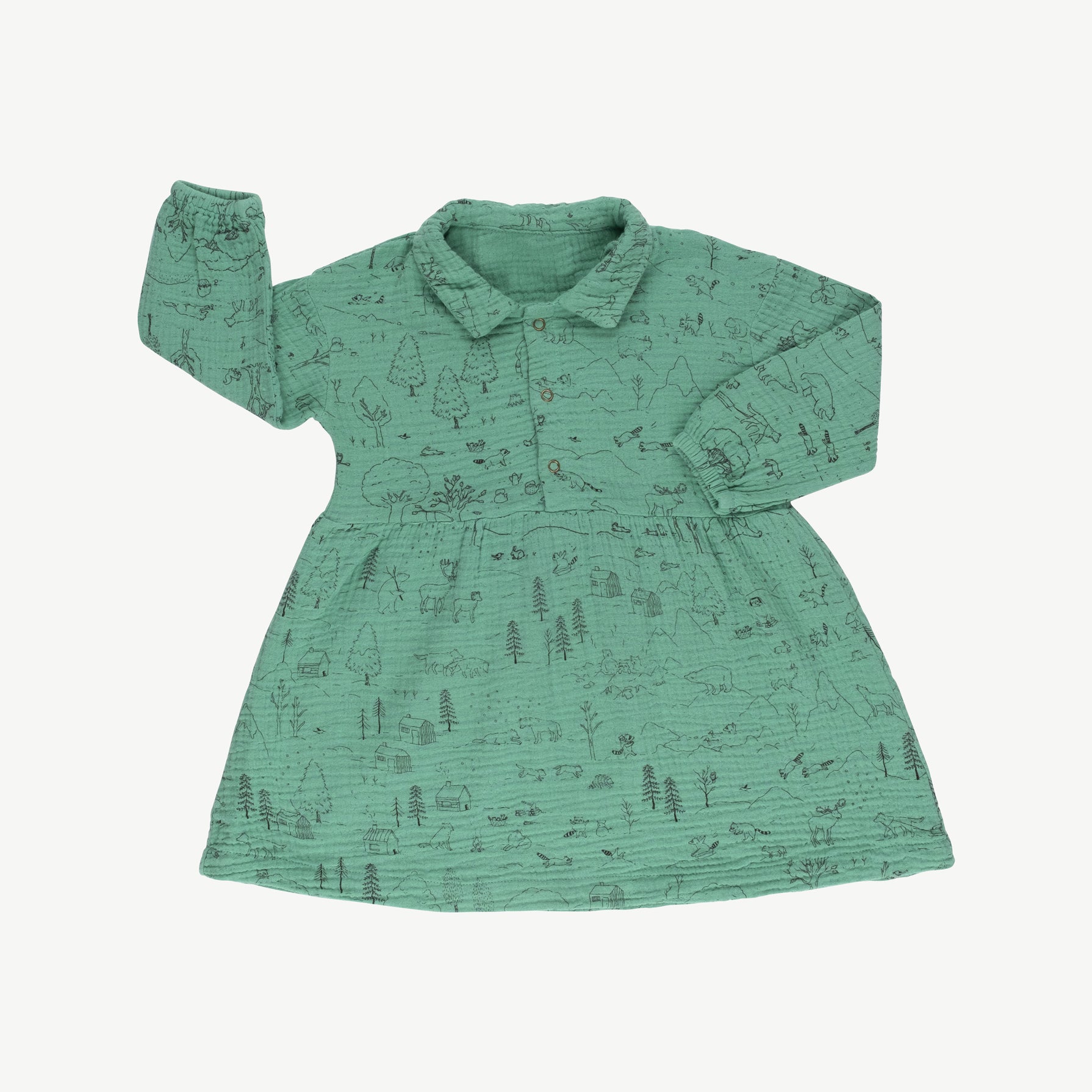 'the story' malachite green muslin dress