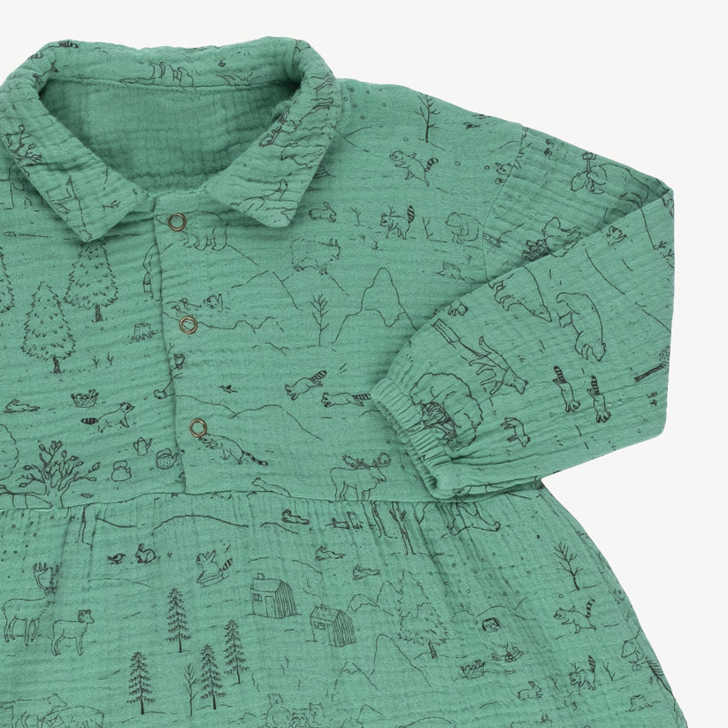 'the story' malachite green muslin dress