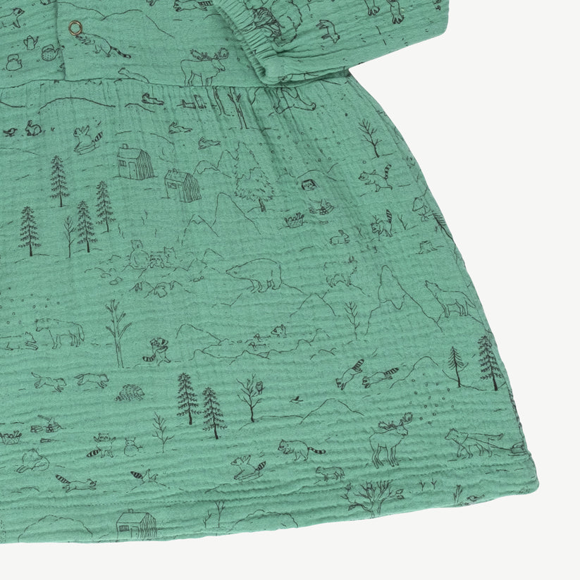 'the story' malachite green muslin dress