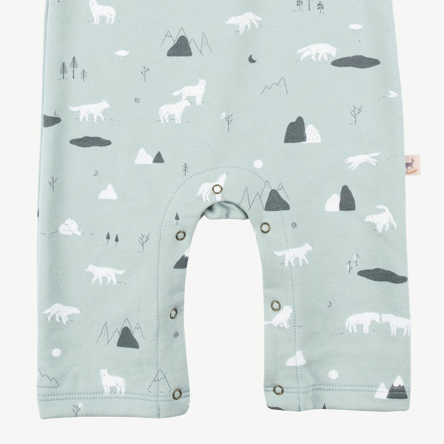 'guardian wolves' gray mist bear french terry jumpsuit