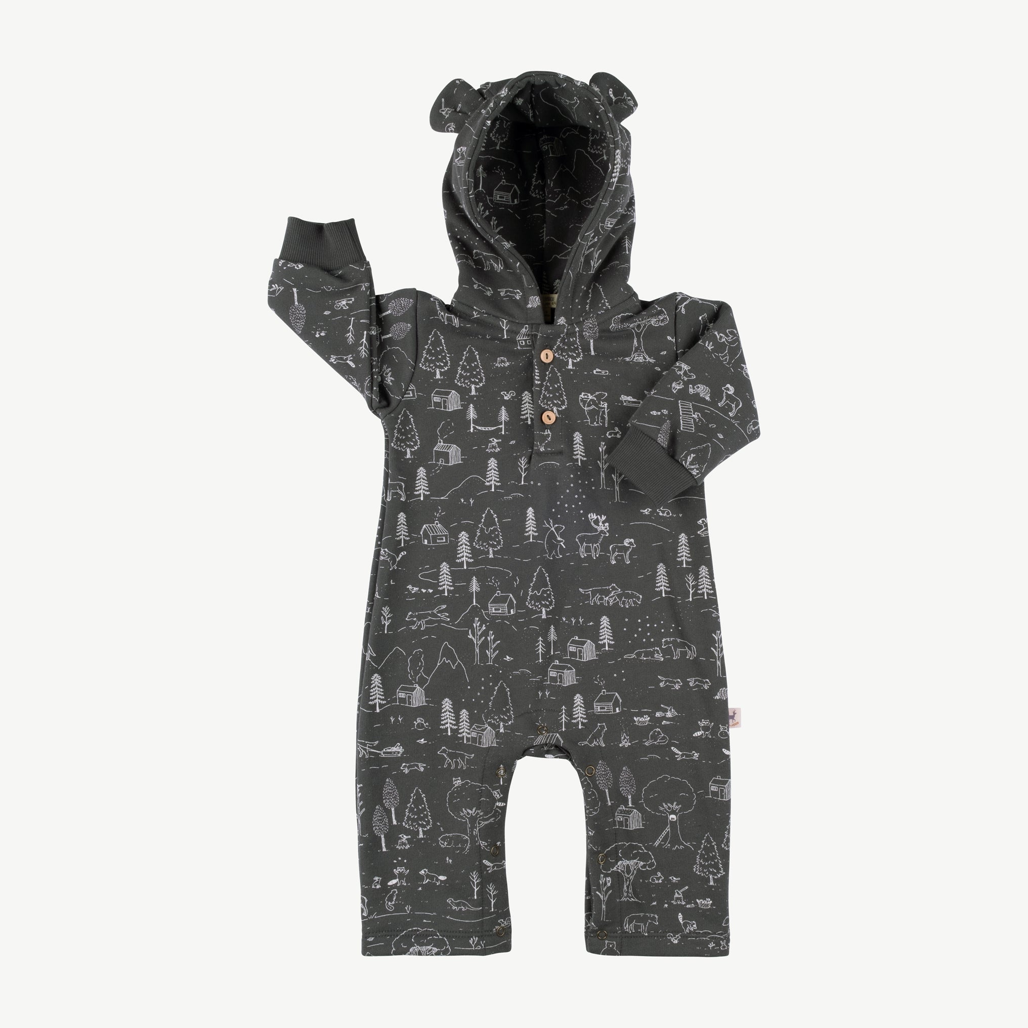 'the story' dark shadow bear french terry jumpsuit