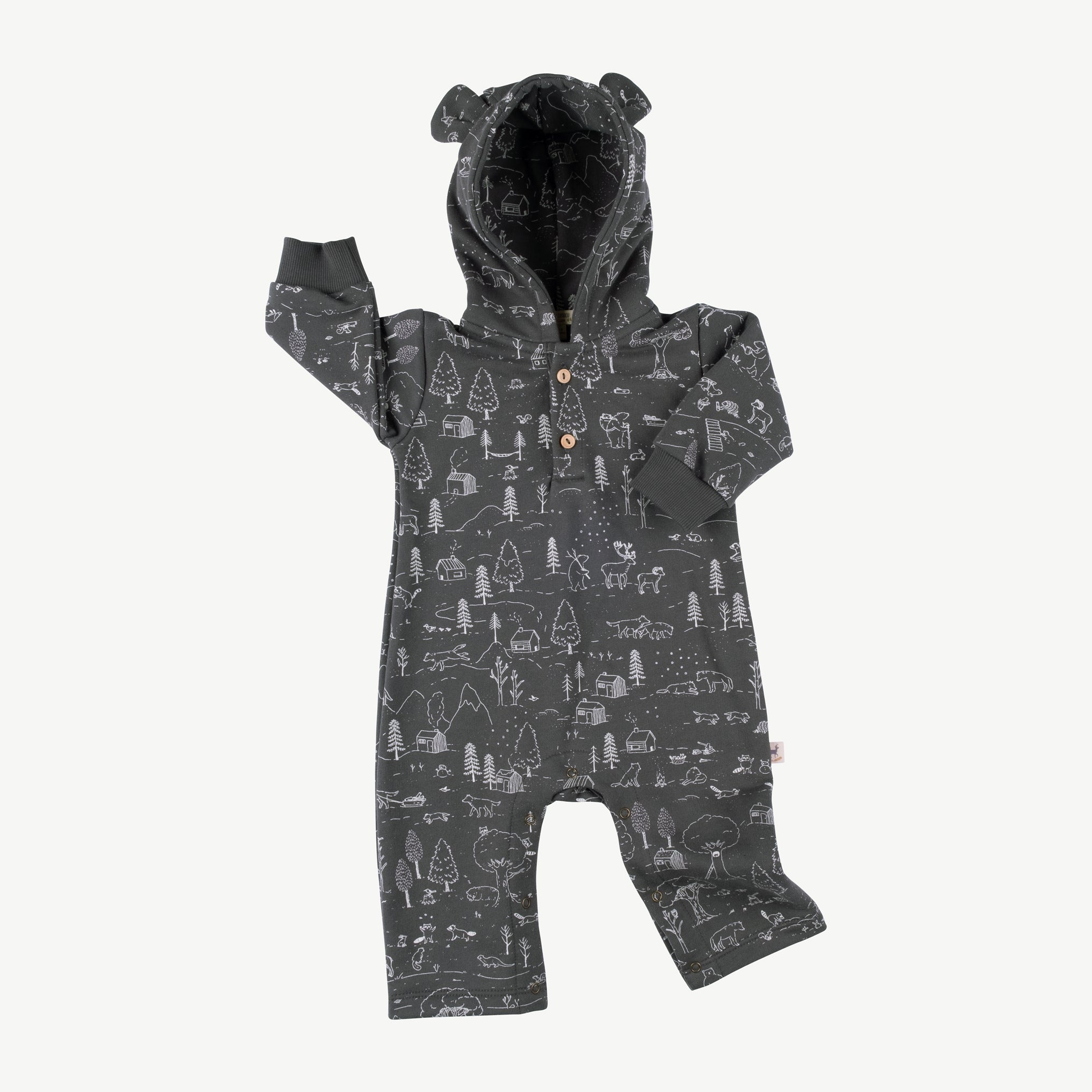 'the story' dark shadow bear french terry jumpsuit