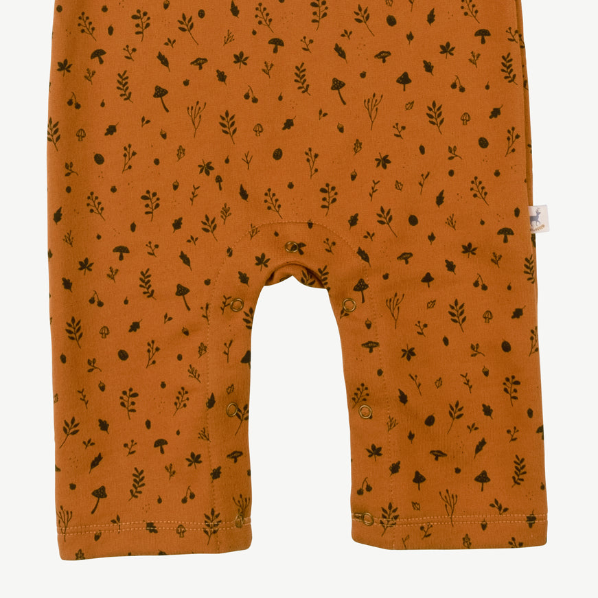 'woodland flora' sugar almond bear french terry jumpsuit