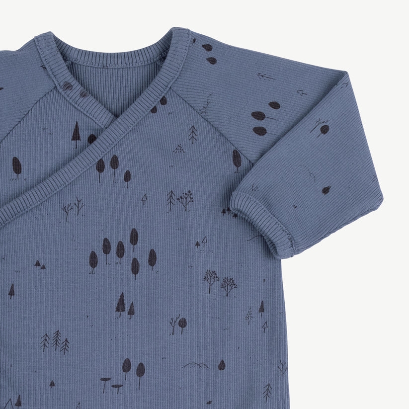 'the woods' blue mirage rib onesie