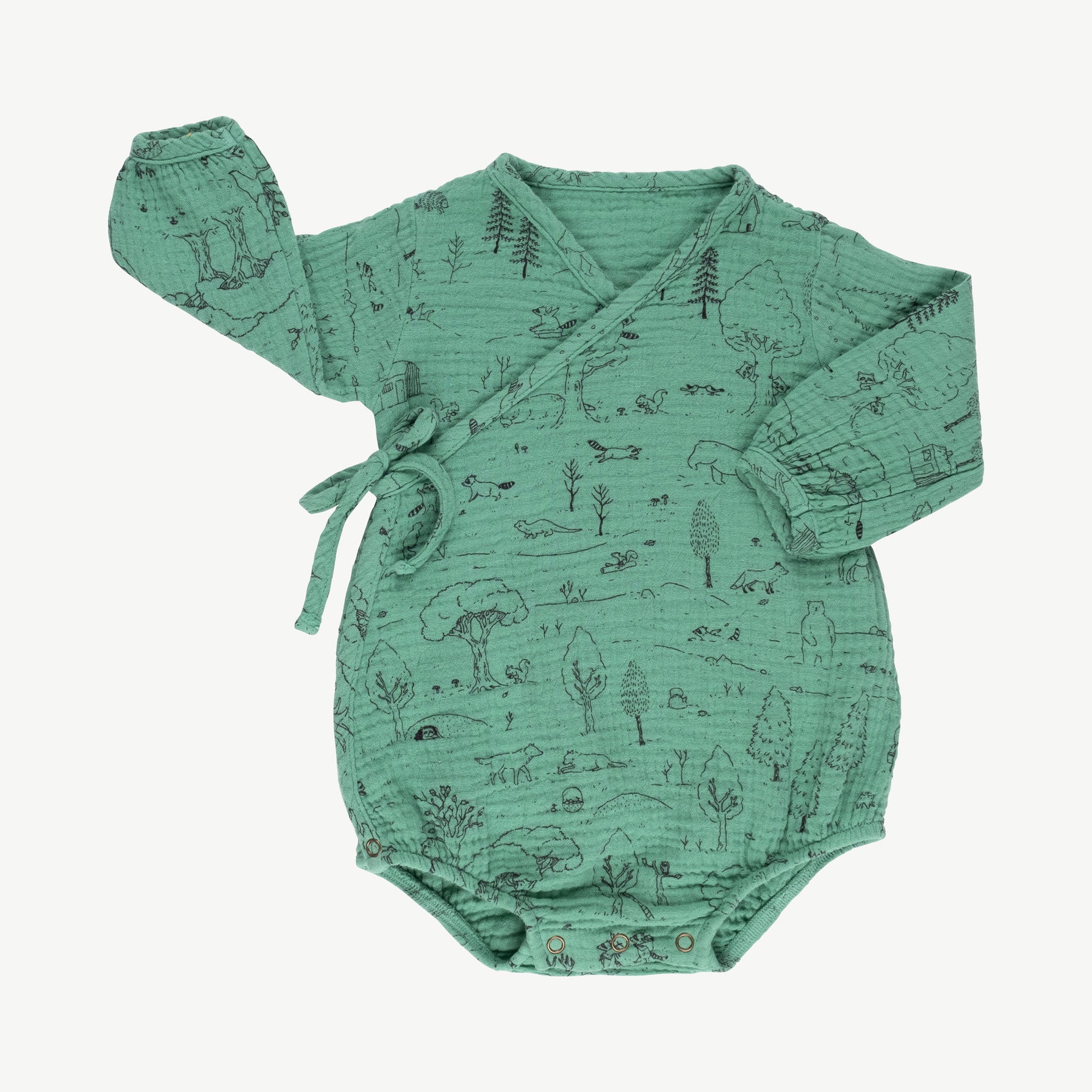 'the story' malachite green kimono onesie