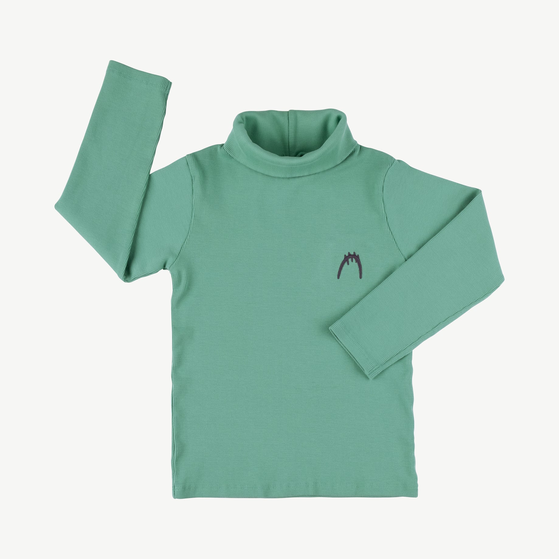 'tiny paw' malachite green ribbed turtleneck top