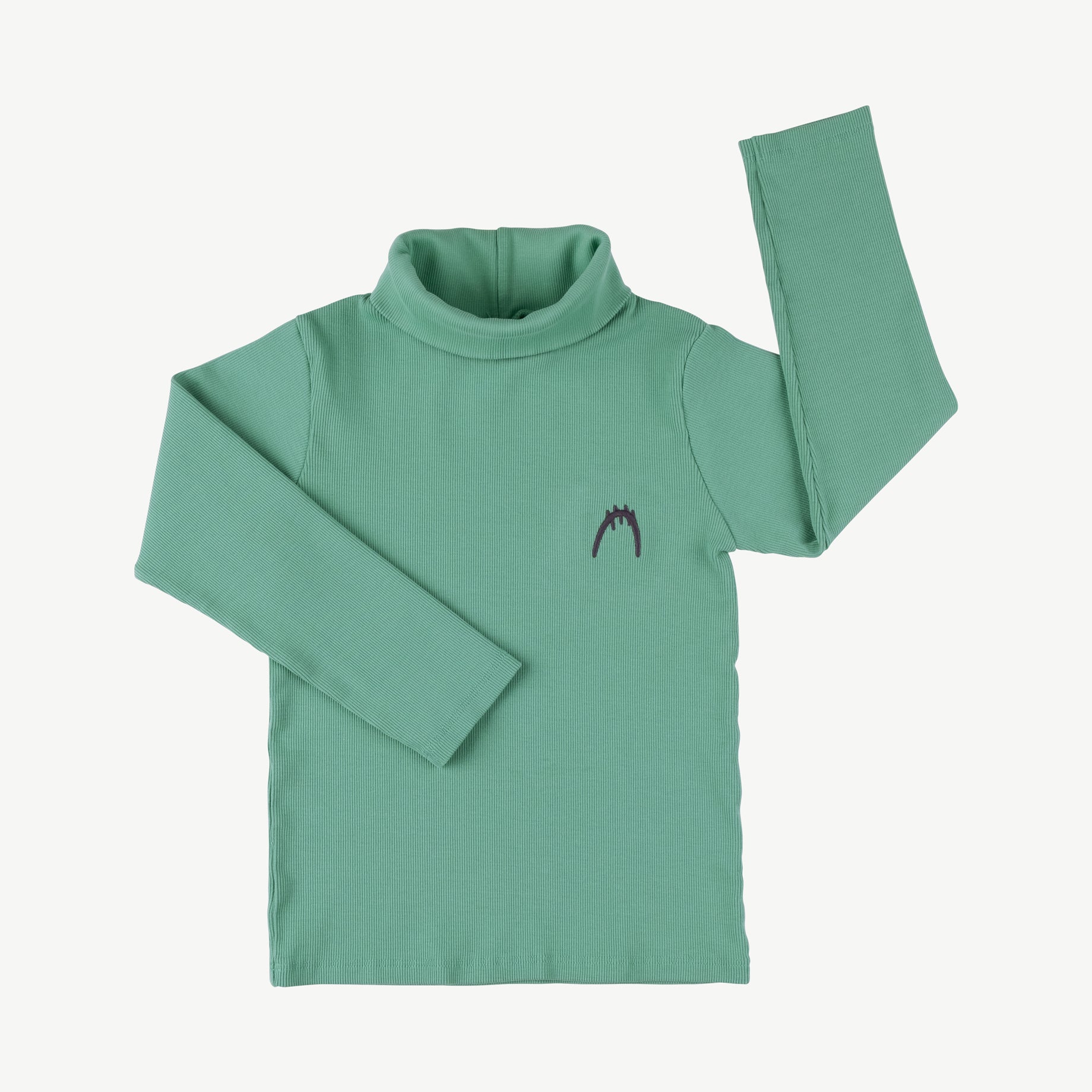 'tiny paw' malachite green ribbed turtleneck top