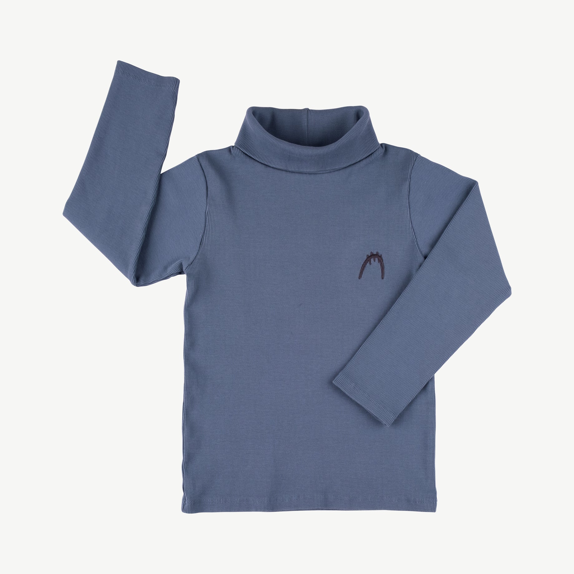 'tiny paw' blue mirage ribbed turtleneck top