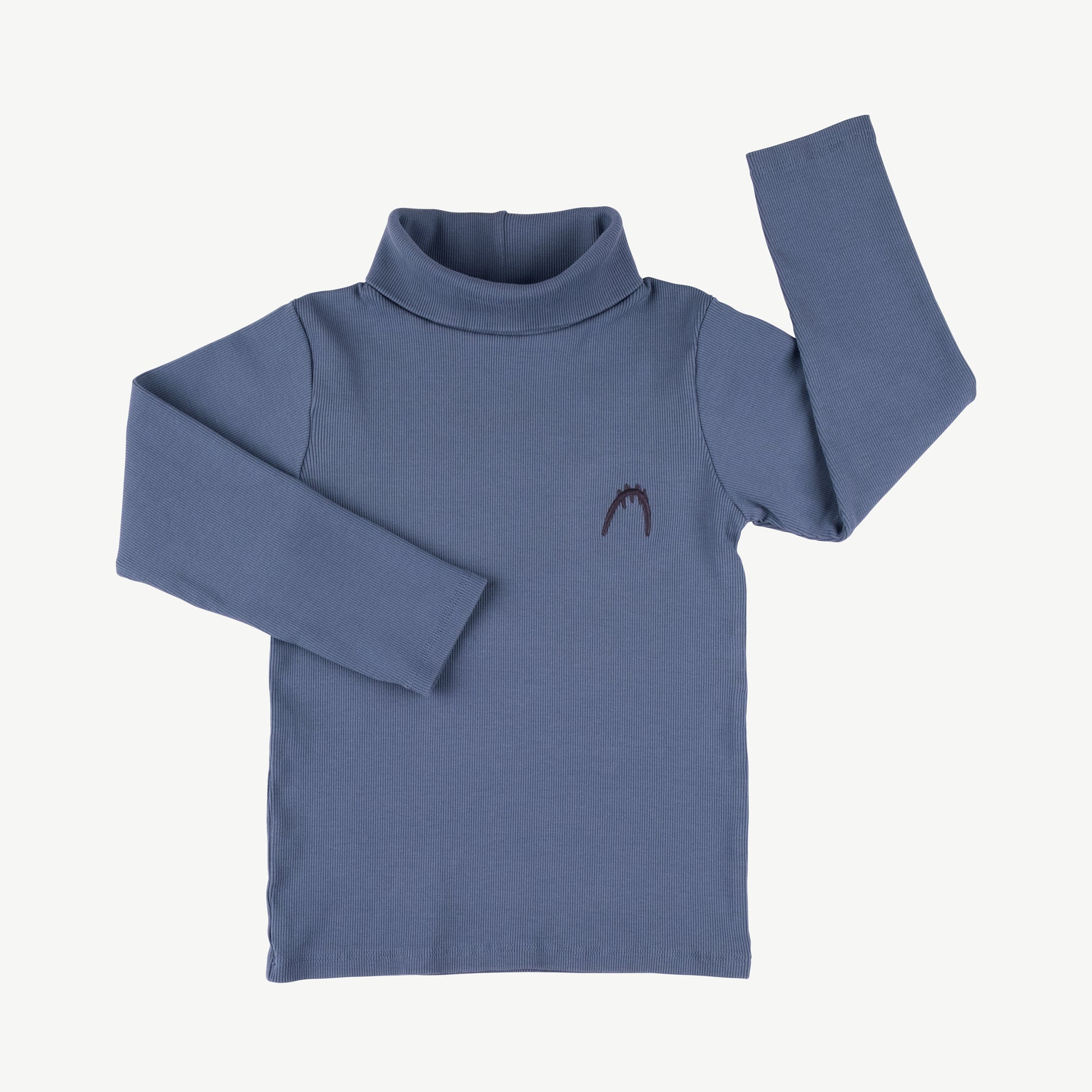 'tiny paw' blue mirage ribbed turtleneck top