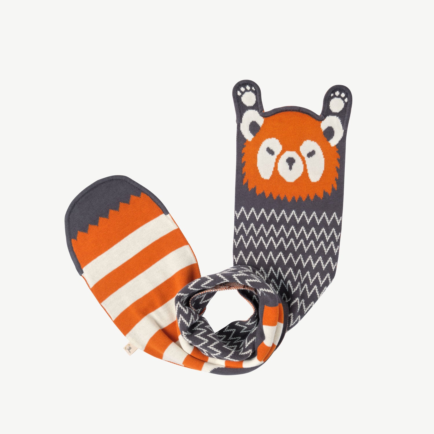 'grr panda' multi charcoal gray knit scarf