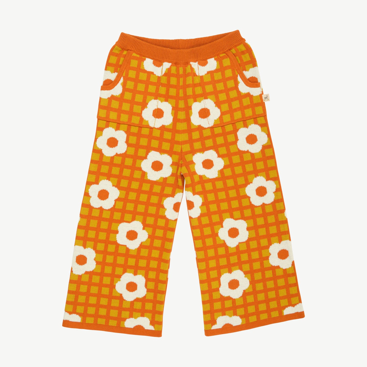 'winter flora' multi rust knit pants