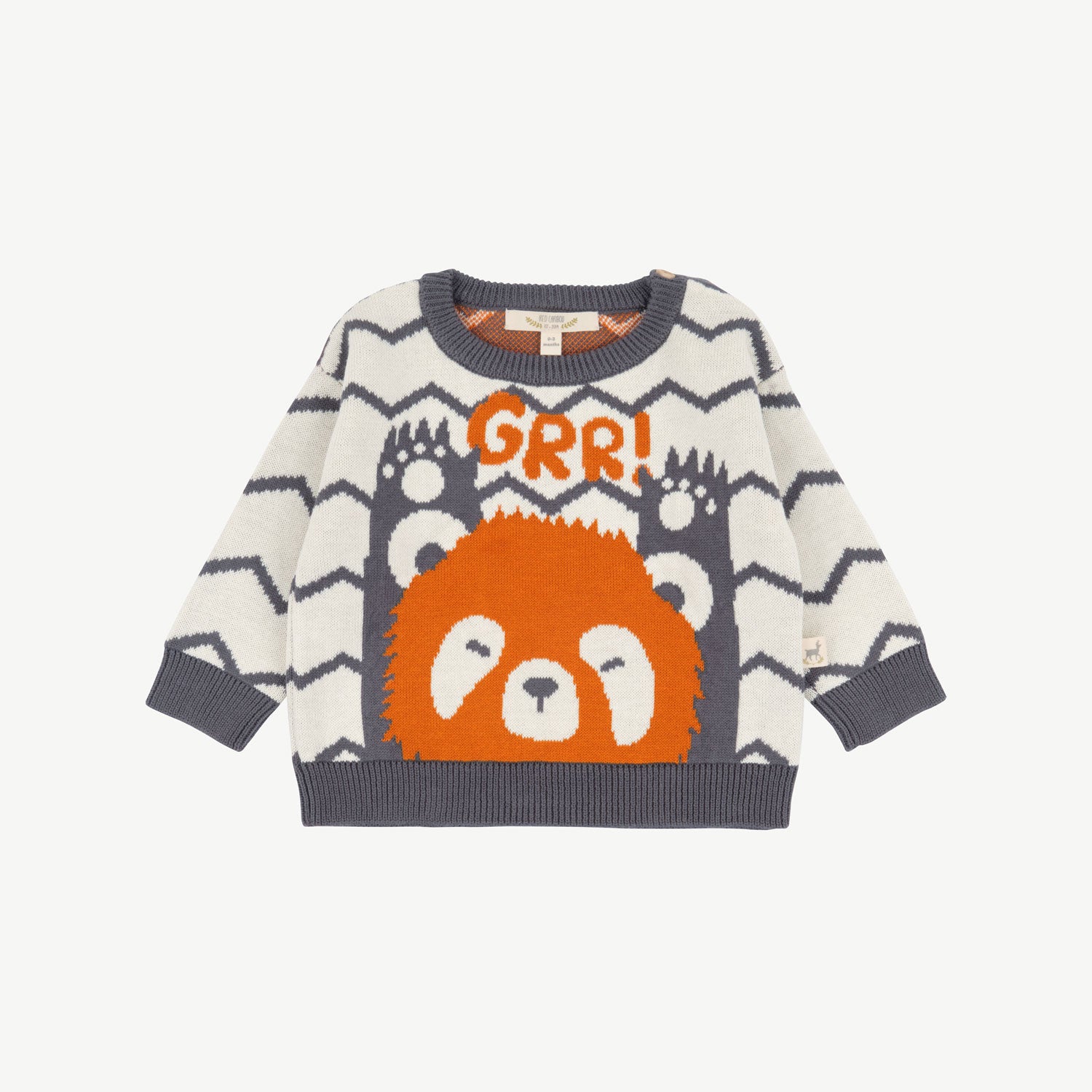 'grr panda' multi charcoal gray knit sweater