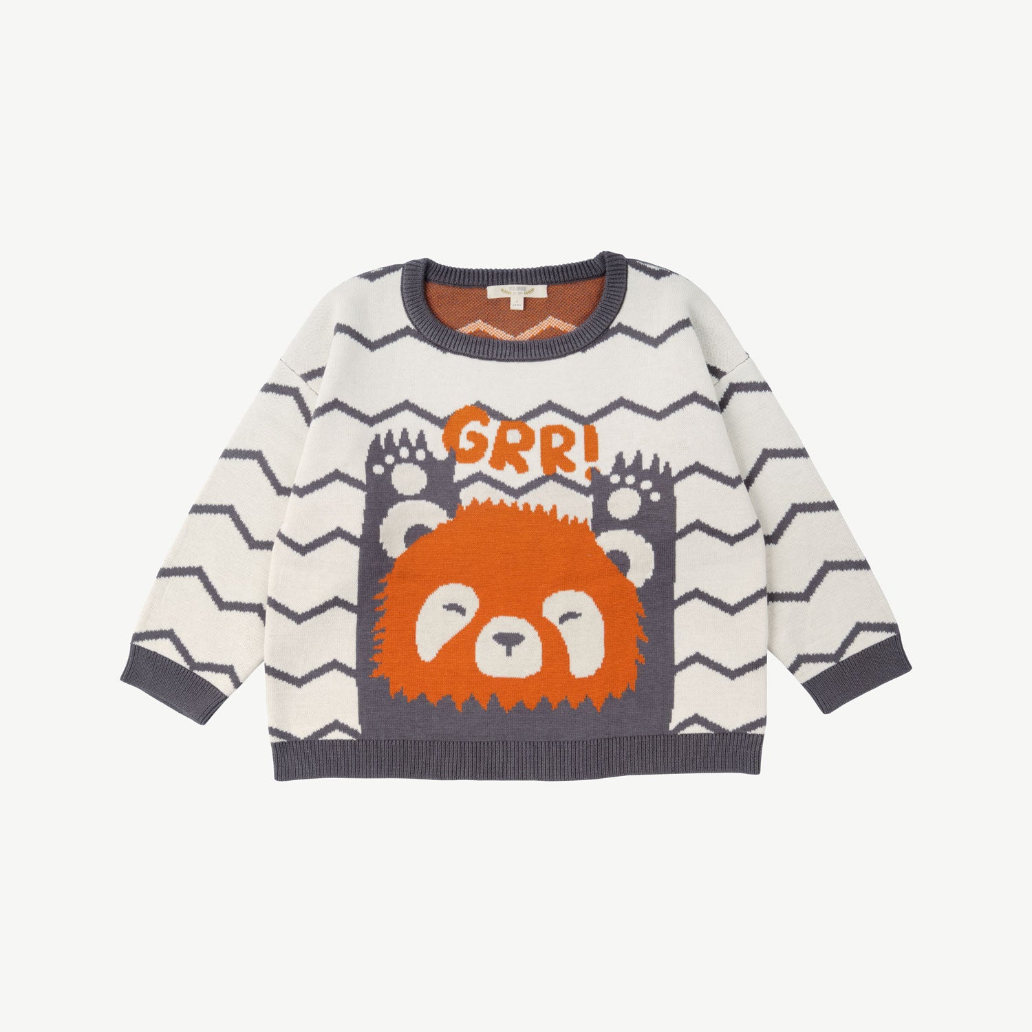 'grr panda' multi charcoal gray knit sweater