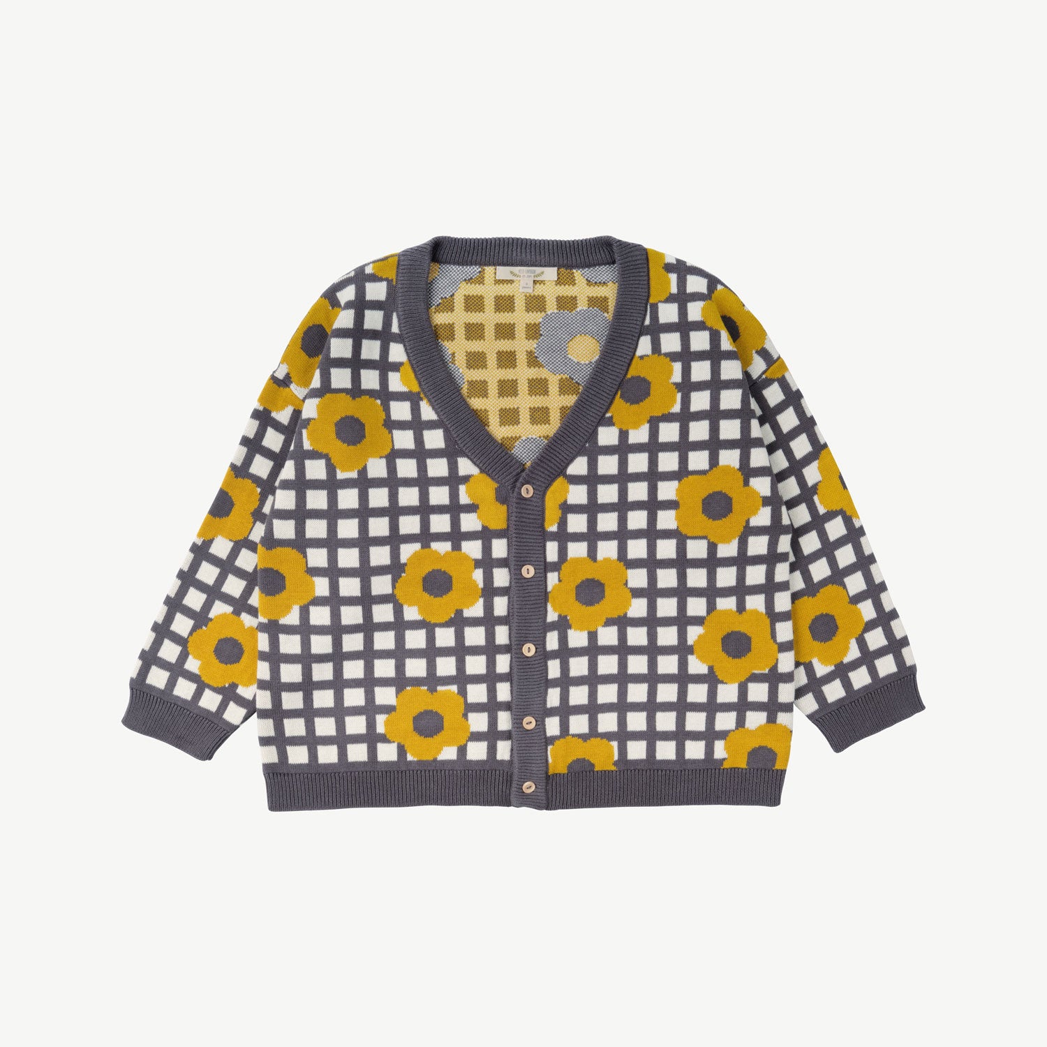 'winter flora' multi charcoal gray knit cardigan