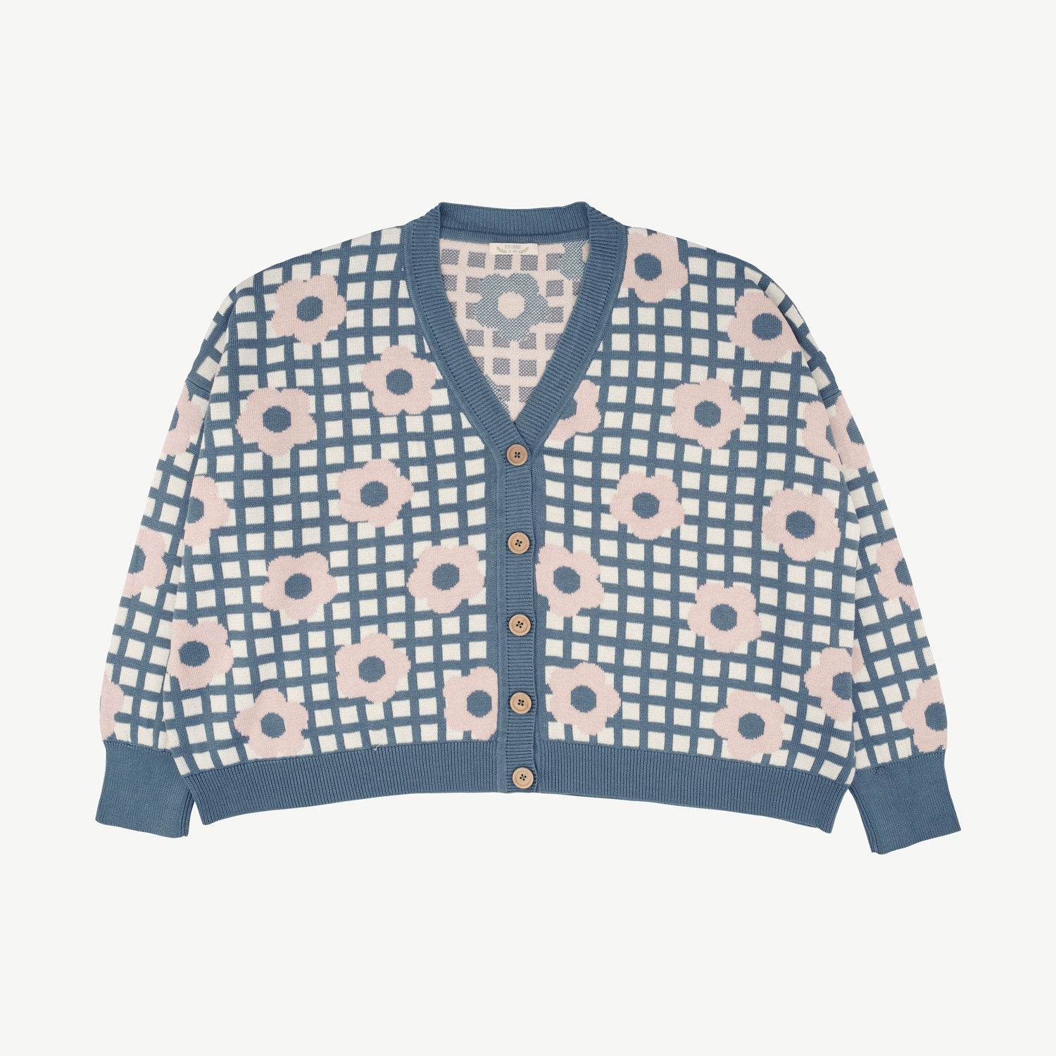 'winter flora' multi blue mirage knit women's cardigan
