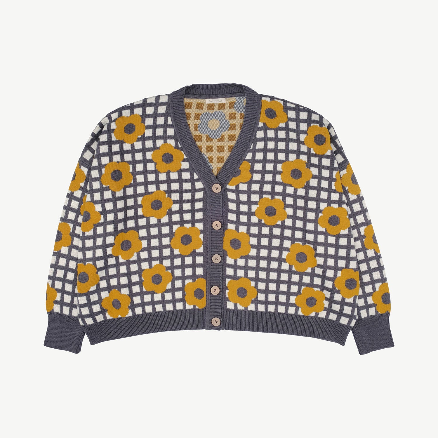 'winter flora' multi charcoal gray knit women's cardigan