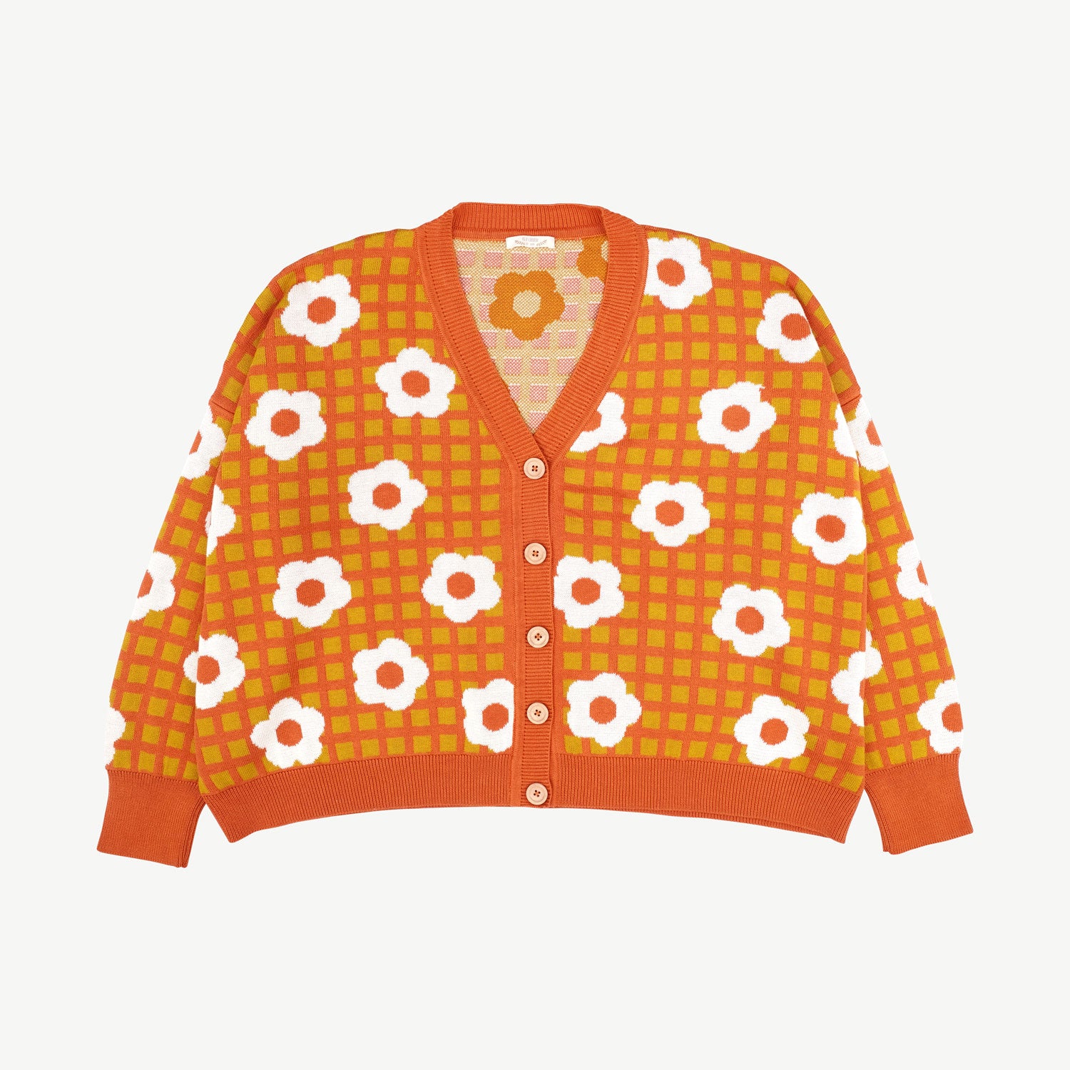 'winter flora' multi rust knit women's cardigan